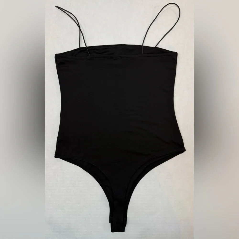 H&M Bodysuit Extra Narrow Shoulder Straps Black Size S - Picture 2 of 8